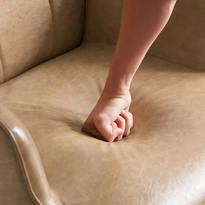 High-back Tufted Accent Chair Set of 2 Cream/ Brown/ Taupe