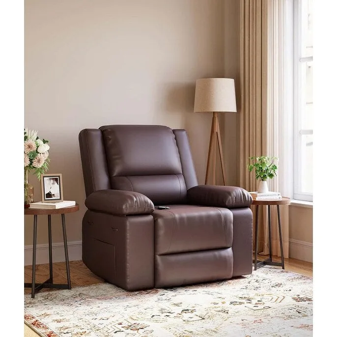 Leather Power Lift Recliner with Heat & Massage