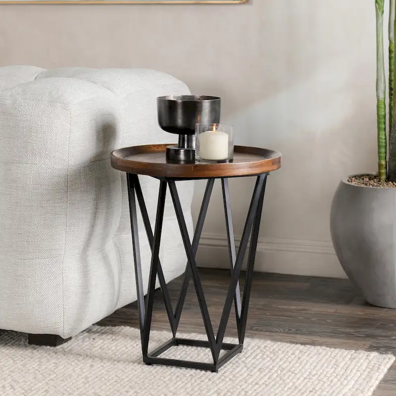 Lamar Mango Wood End Table in Medium Brown by Kosas Home