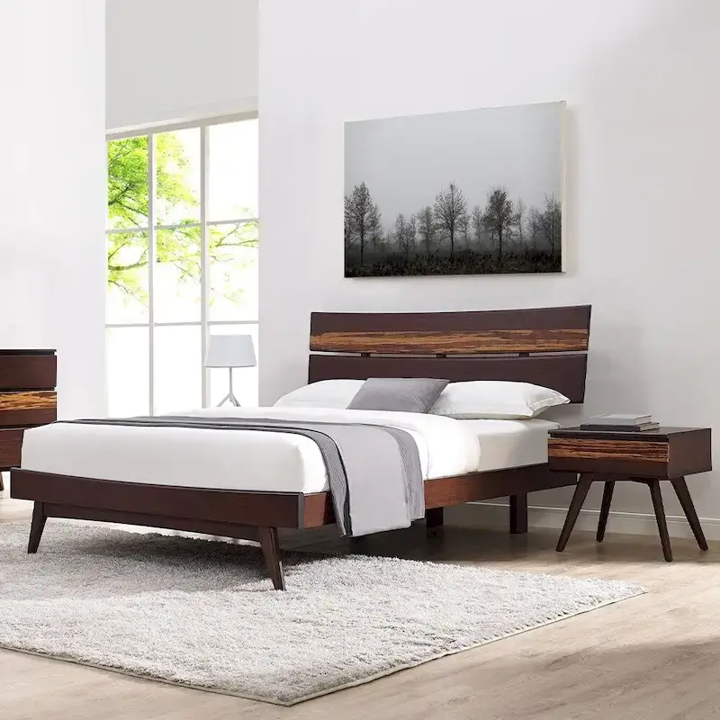 Sarah Queen Platform Bed, Burgundy