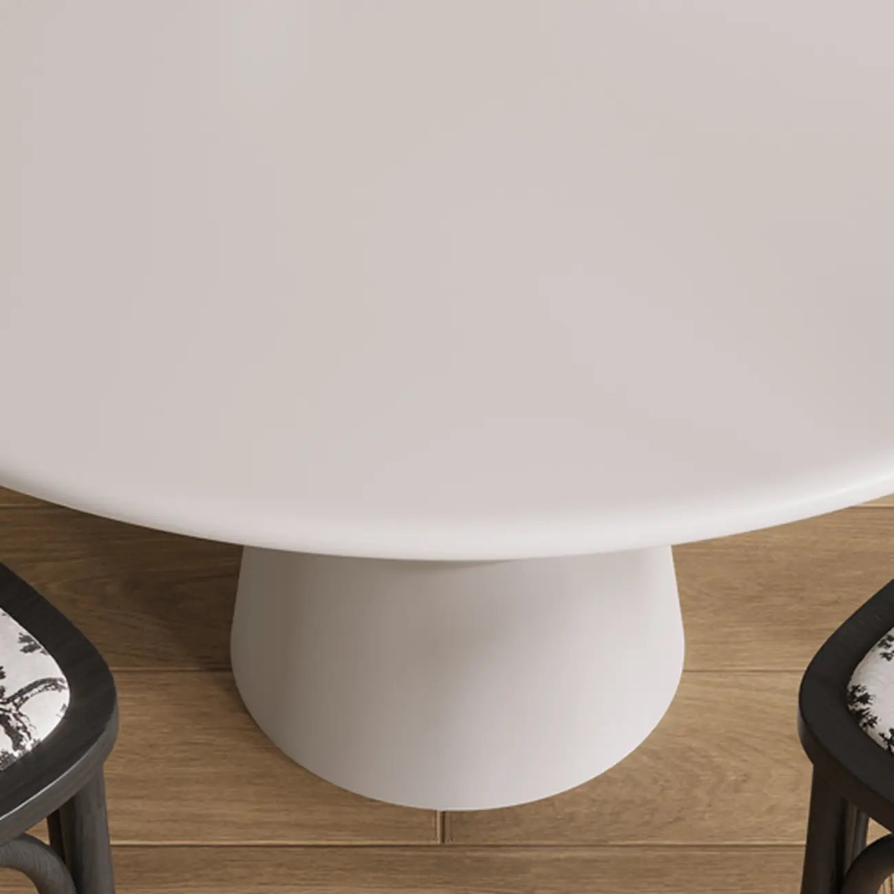 Casual White Pedestal Wood Round Dining Table