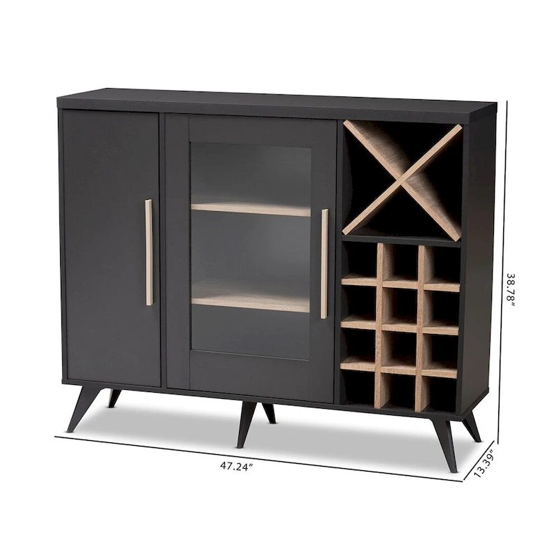 Pietro Mid-Century Modern Finished Wine Cabinet - 38.78 High x 47.24 Wide x 13.39 Deep