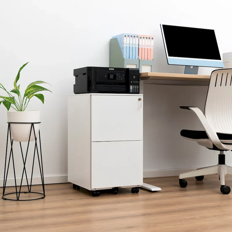 2 Drawer Rolling Locking Office File Cabinet with Lock, Anti-tilt Wheels