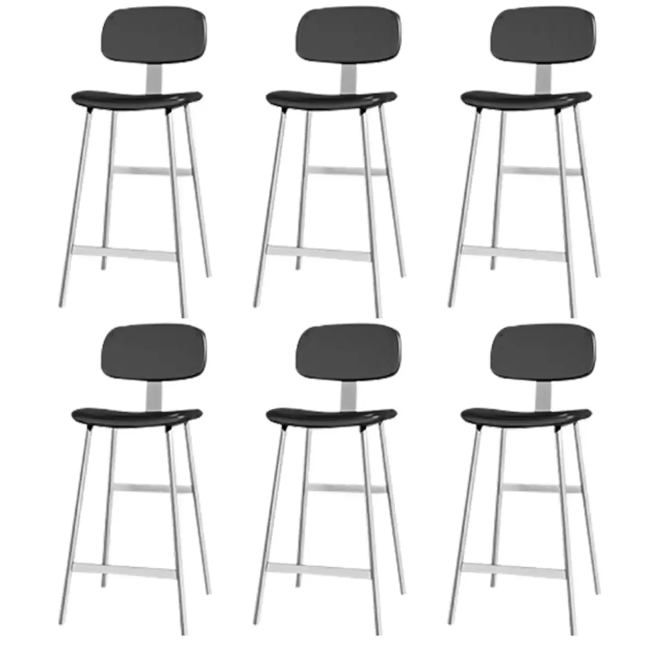 Industrial Faux Leather Metal Frame Bar Stools with Backs