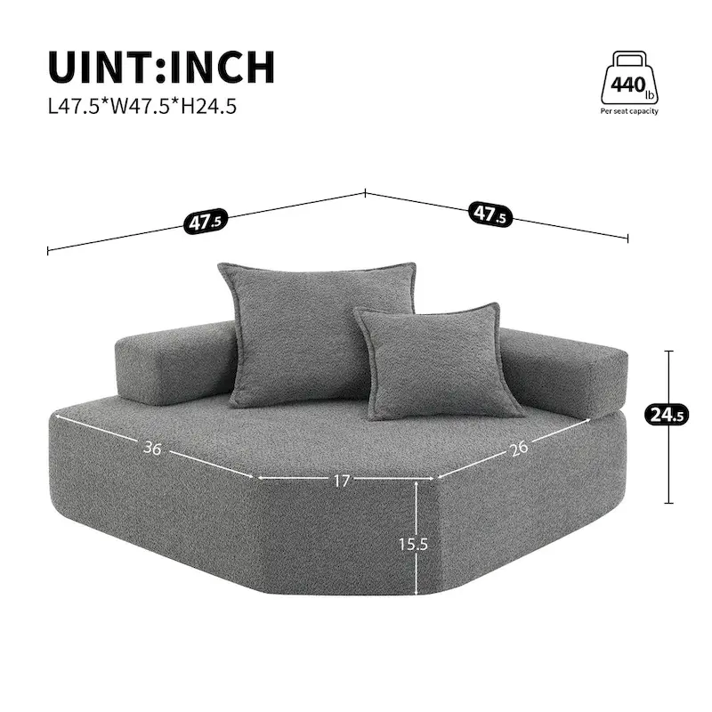 DIY Customization Boucle Upholstered Modular Sectional Sofa