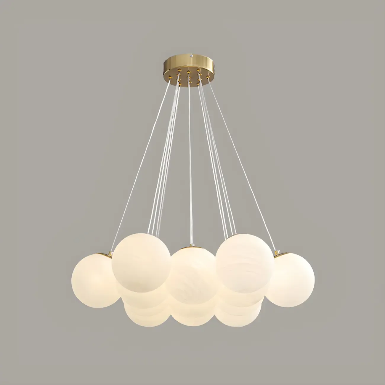 Adjustable White Glass Cluster Sphere Chandelier Modern Elegant