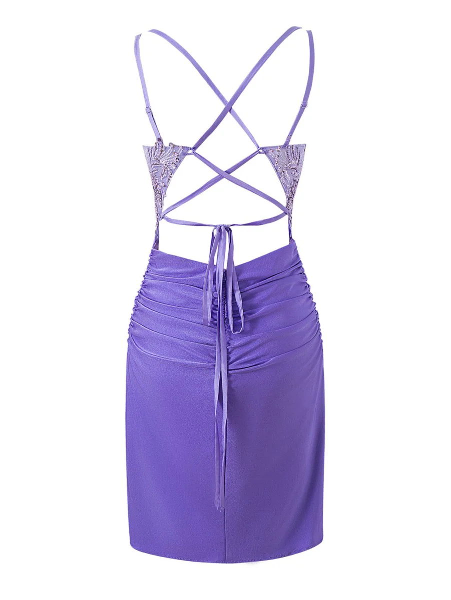 Sheath Short V Neck Jersey Homecoming Dress