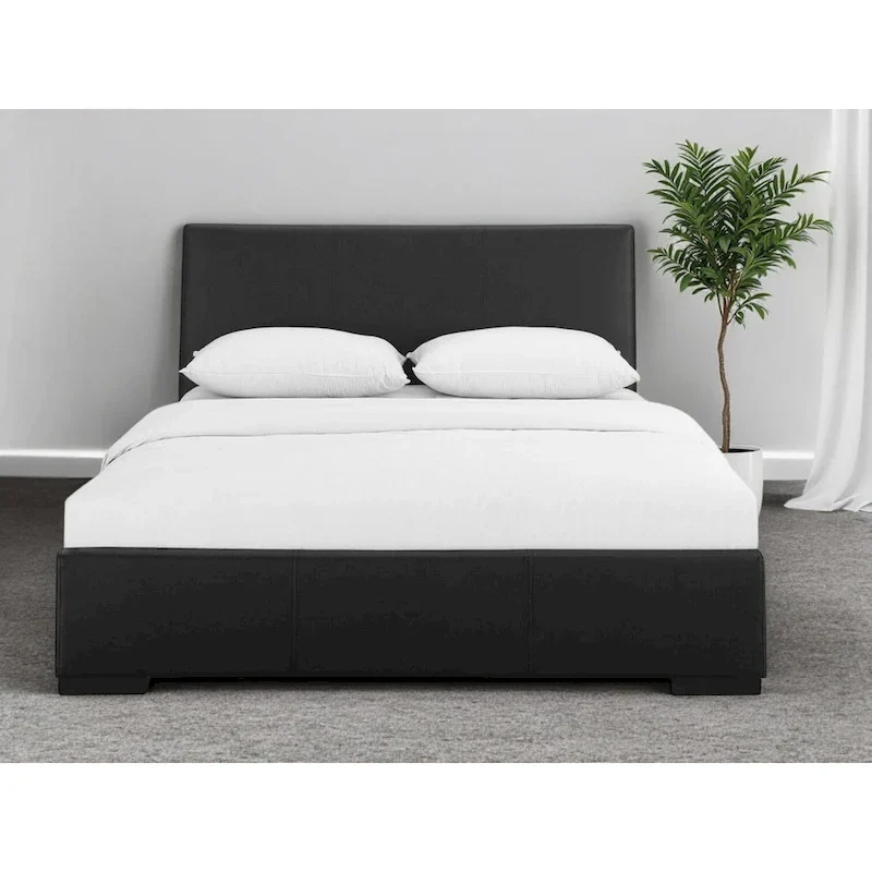 HomeRoots Black Faux Leather King Bed Frame