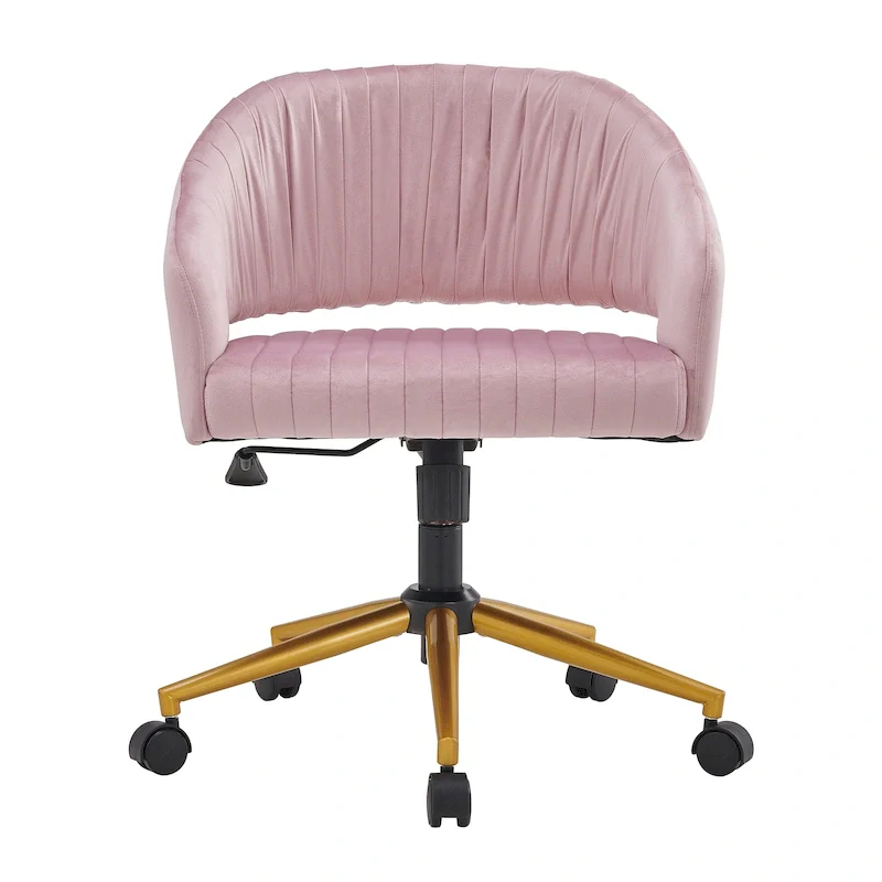 Modern Gold Office Chair Velvet Task Chair Swivel Height Adjustable Computer Chair