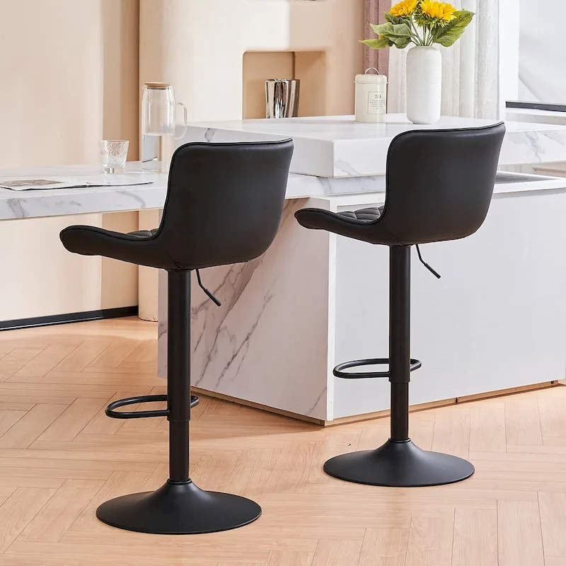 Bar Stools Set of 2 Adjustable Swivel Bar Chairs Modern Counter Stools
