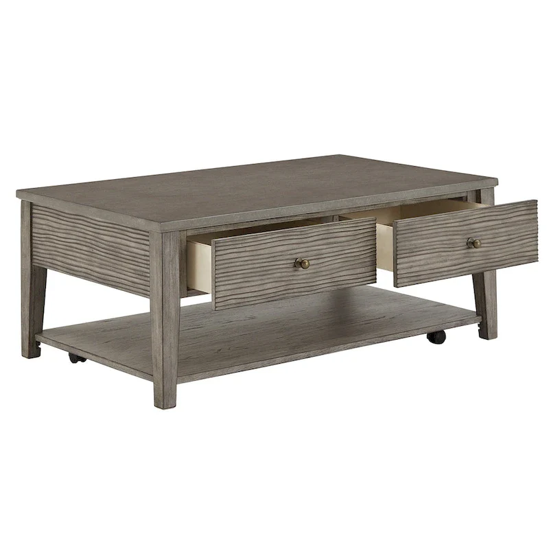 Coober Antique Grey Finish Grey Fiber Cement Table with Shelf by iNSPIRE Q Modern