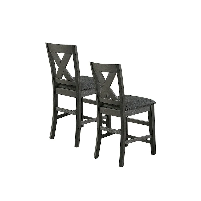 Counter Height Dining Chairs with X-Back Design, Set of 2 – Dark Grey