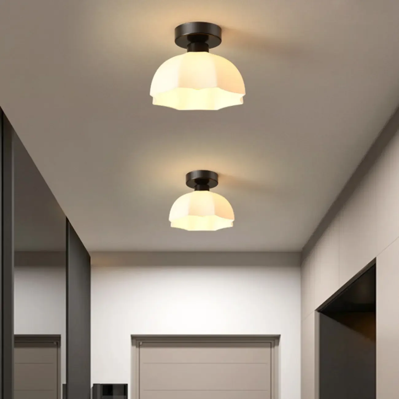 Modern Hallway Metal Rhombus Semi Flush Ceiling Light