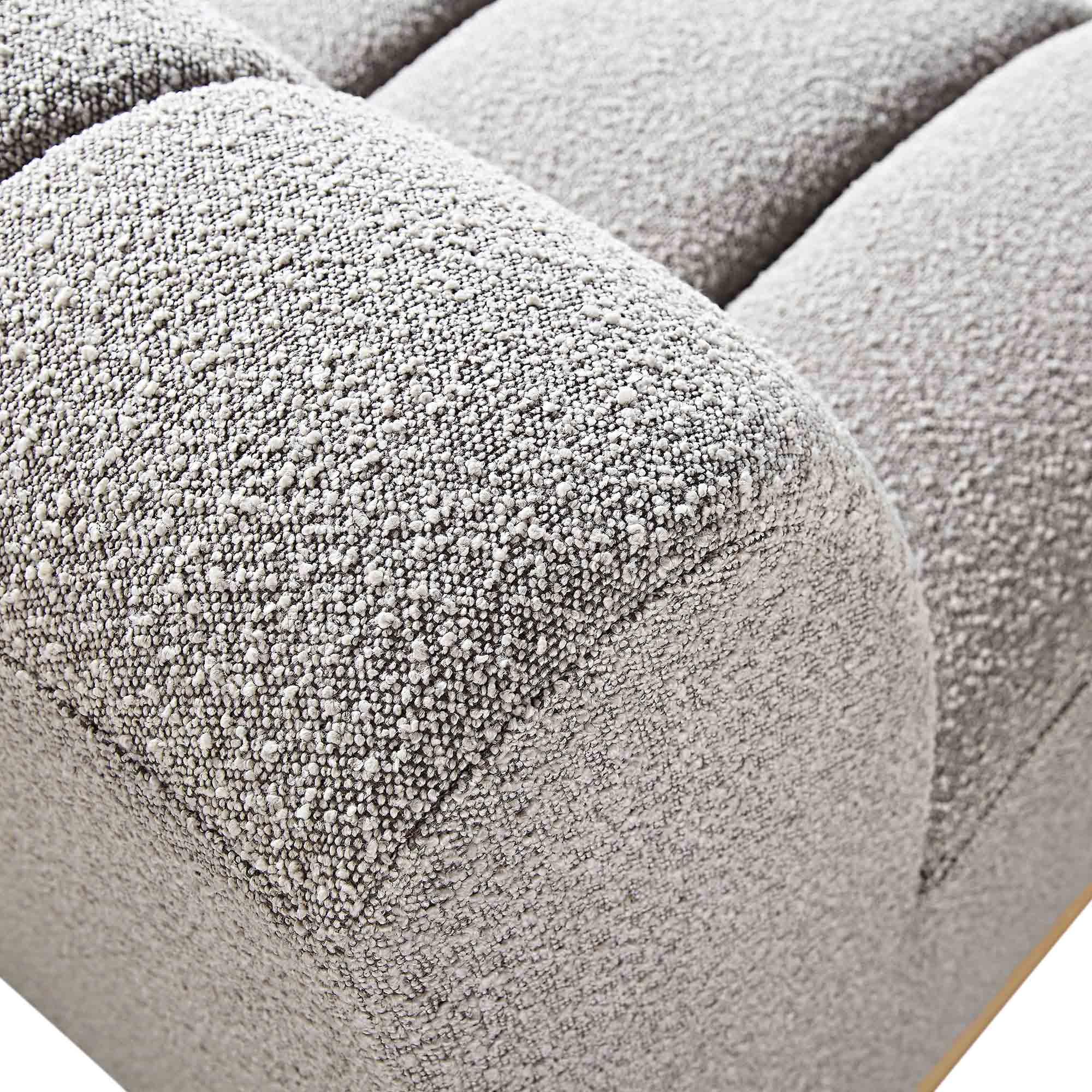 Taupe Boucle Sectional Sofa, 1-Seater Armless Sofa