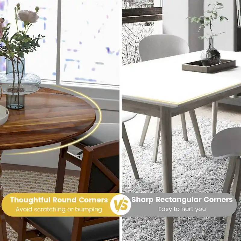 Costway Rustic Dining Table Wooden Dining Table with Round Tabletop & - See Details