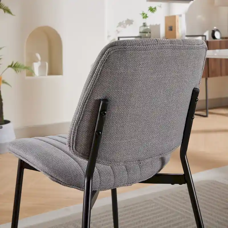 GDFStudio Modern Armless Upholstered Dining Chairs with Metal Legs