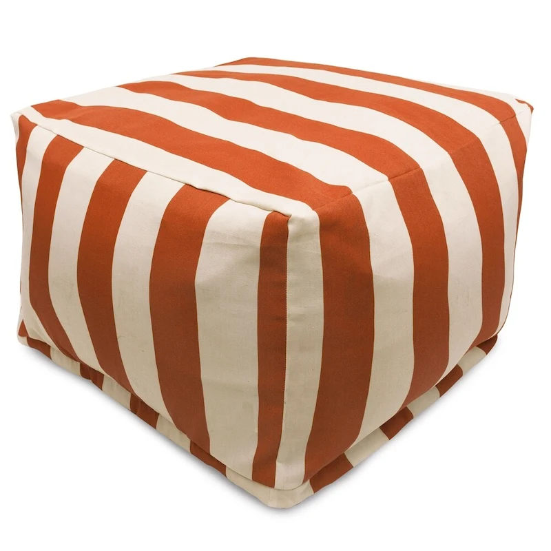 Majestic Home Goods Vertical Stripe Ottoman Outdoor Indoor