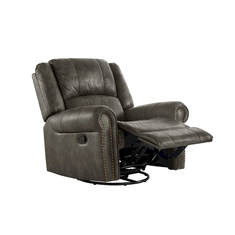 Polished microfiber rivet rotating gliding lounge chair