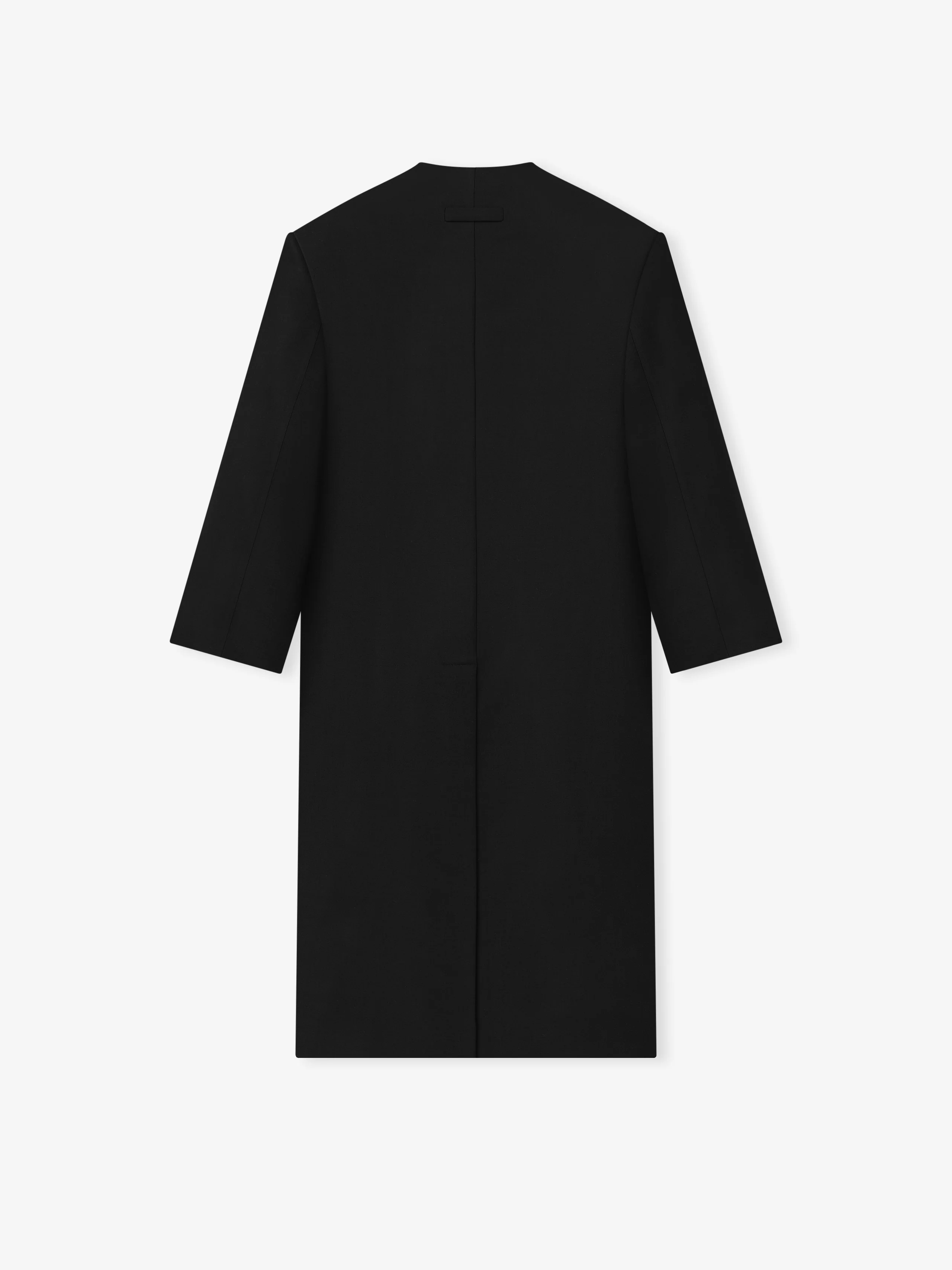 Double Weave Wool Double Breasted Lapelless Coat