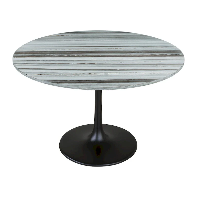 Gray/Black Marble Top Dining Table with Steel Base
