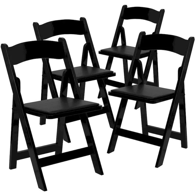 Vinyl-padded Wood Folding Chair (Set of 4)