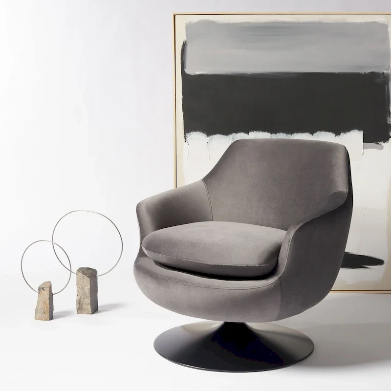Velvet Swivel Accent Chair - 31.1 W x 32.3 L x 29.5 H - 31.1 W x 32.3 L x 29.5 H