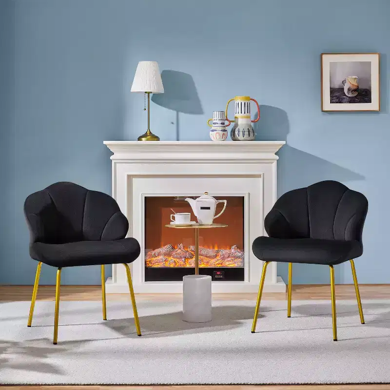 Yaheetech Set of 2 Modern Accent Chairs with Golden Metal Legs for Living Room, Bedroom