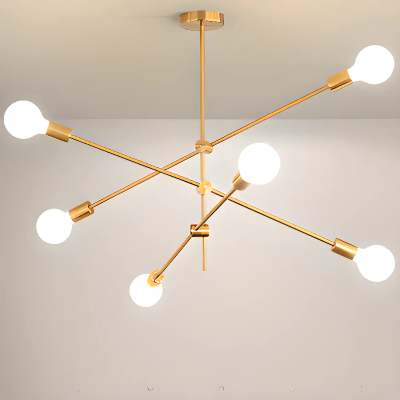 Gold Metal Modern 6 Lights Sputnik Chandelier