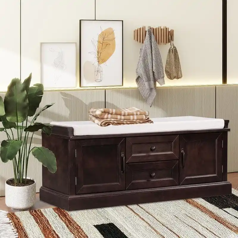 Shoe stool, 2 drawers, 2, removable pads, living room locker, entrance