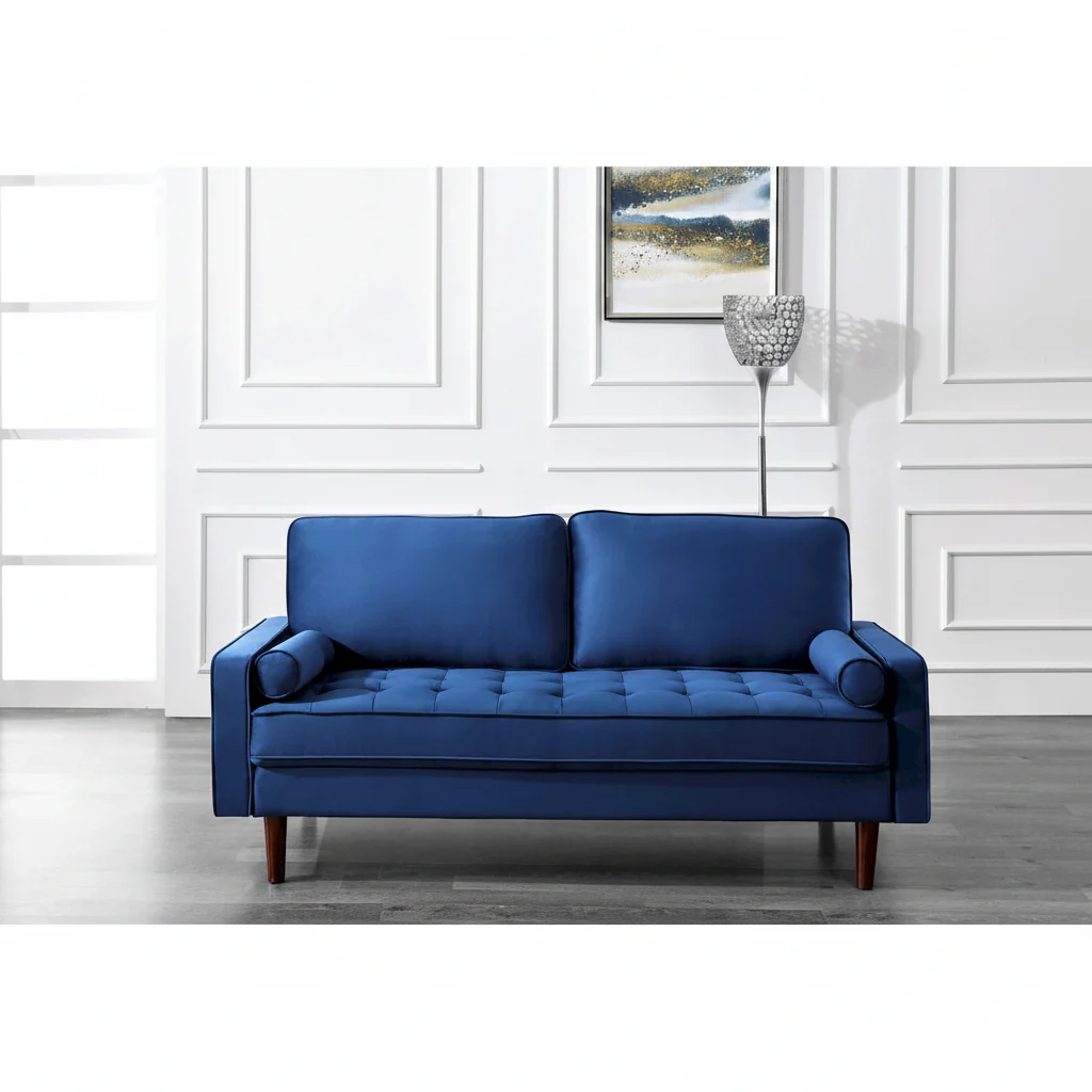 Mid-Century Modern Tufted Velvet Sofa