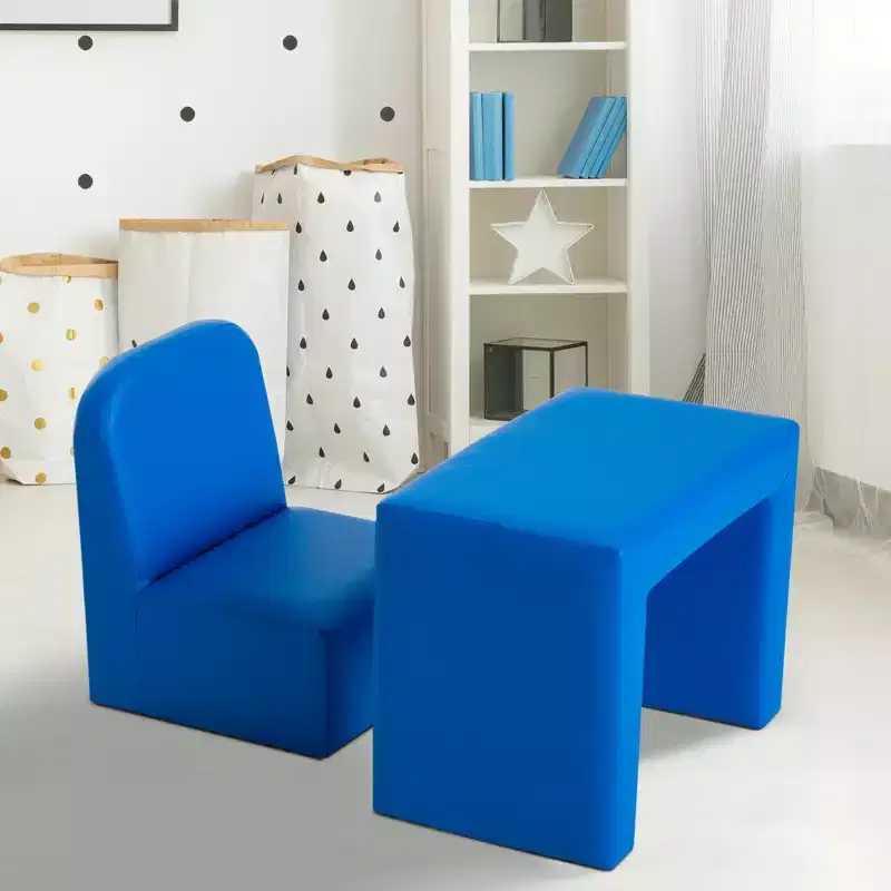 Qaba 2-in-1 Multifunctional Kids Sofa, Convertible Table and Chair Set for Boys Girls