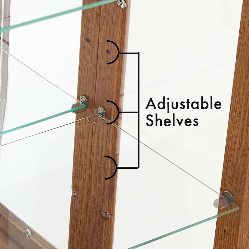 Curio Cabinet Lighted Curio Diapaly Cabinet with Adjustable Shelves