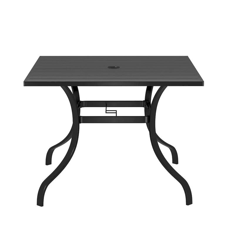 Steel square dining table for terrace