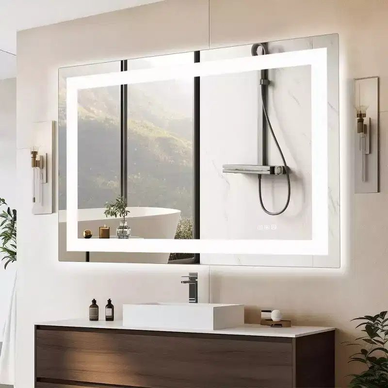 TUYOHW Anti-Fog Bathroom Mirror with LED Lights,Smart Mirror with 3 Lighting Modes & Adjustable Brightness(3 sizes)