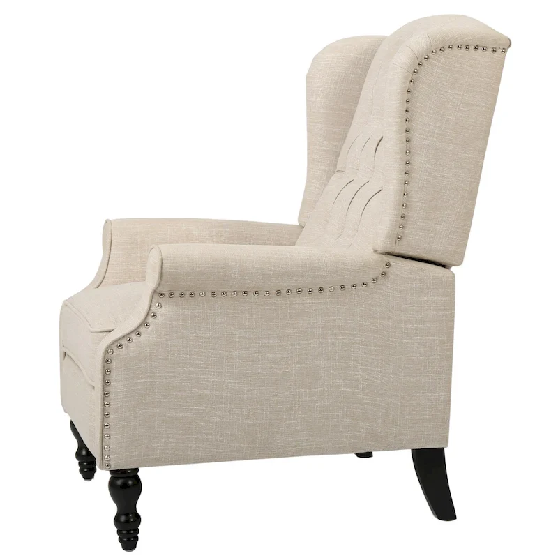 Tufted Fabric Wingback Recliner Club Chair