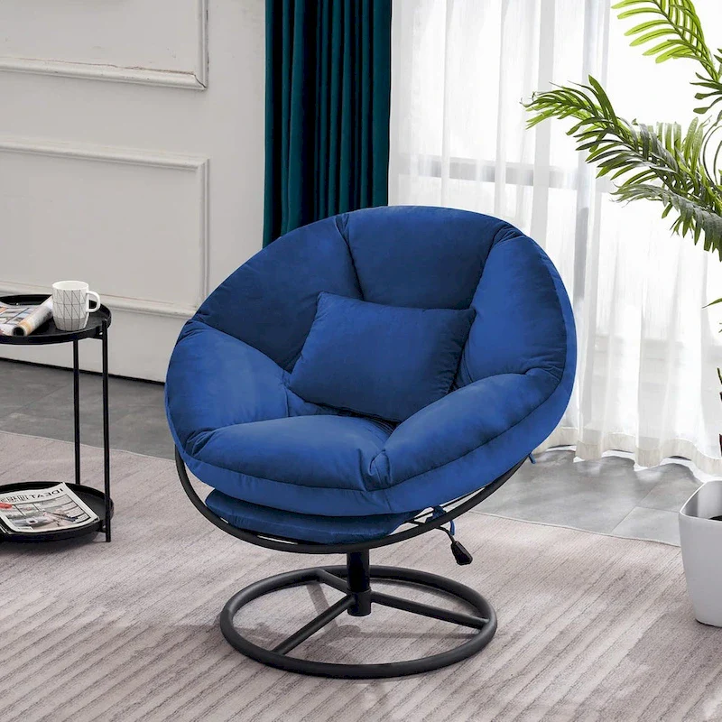 MCombo Gas Lift Swivel Papasan Chair with Height Adjustment, Velvet HQ405