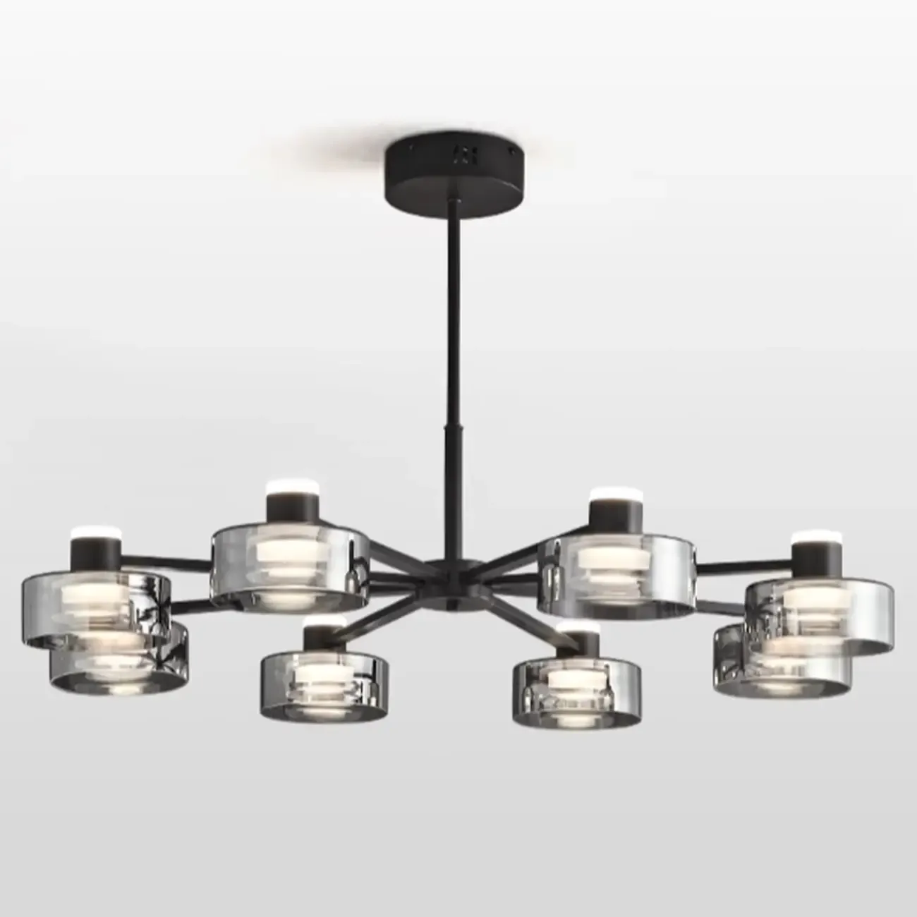 Modern Black Circle Round Glass LED Chandelier