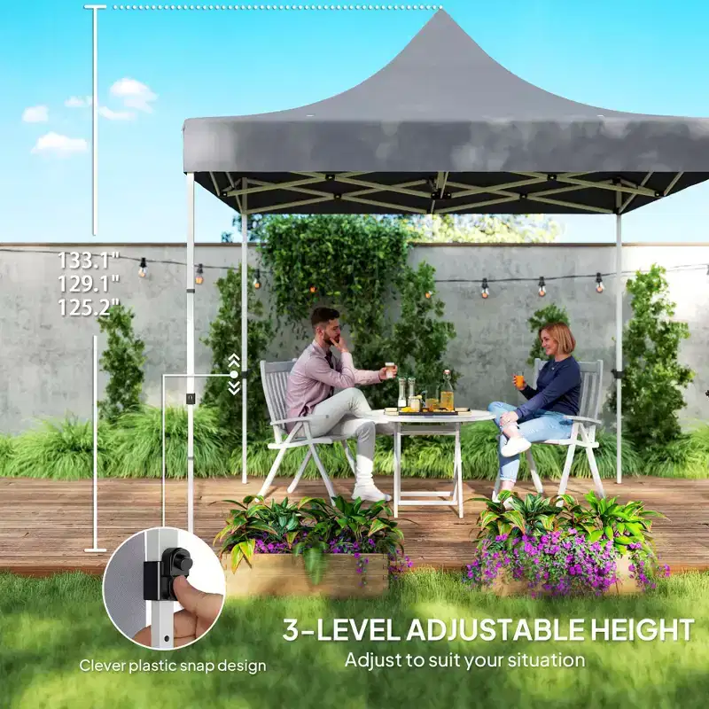 Outsunny 10' x 10' Heavy Duty Pop Up Canopy Tent with Sidewall, UPF50+ Instant Sun Shelter