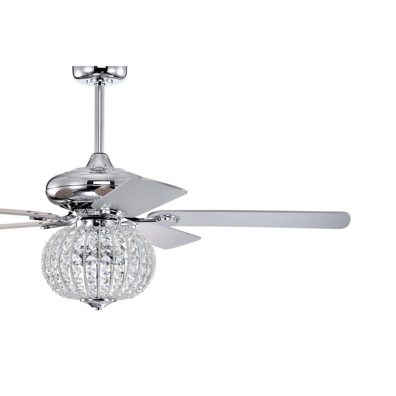 Gahila 52 Inch Chrome Finish Crystal Ceiling Fan with Remote - N/A