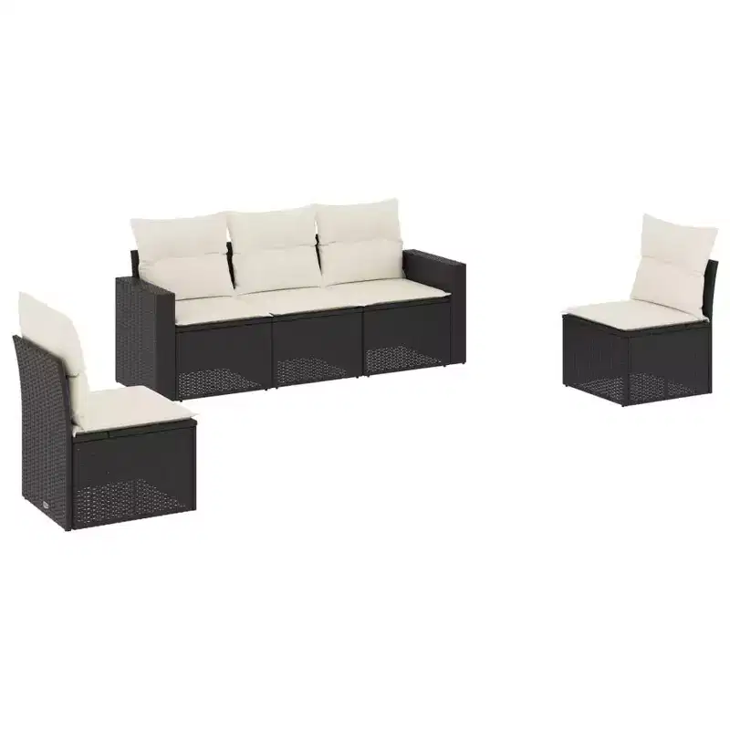 vidaXL Garden Sofa Set Black PE rattan Large Adjustable Feet