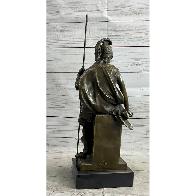 Athena Greek Goddess Of Athens Bronze Sculpture Statue Figure On Marble Base