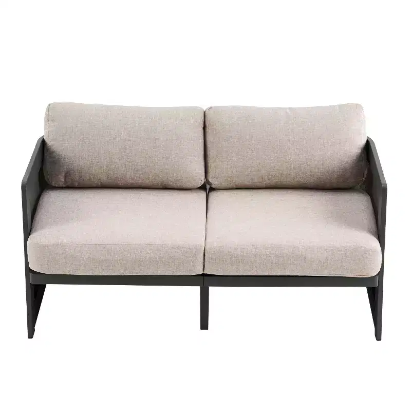 Christopher Knight Home Kailash Modern 50 Patio Aluminum Olefin Upholstered Loveseat