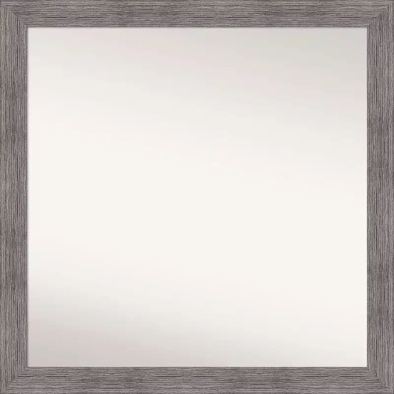 30" x 30" Non-Beveled Pinstripe Plank Gray Narrow Bathroom Wall Mirror - Amanti Art: Includes Mounting Hardware, Polystyrene Frame