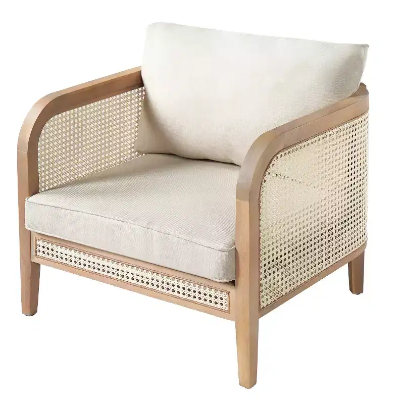 Outdoor Accent Chair / Patio Cushioned Loveseat Sofa, Patio Club Chair Leisure Chair Armchair with Beige Cushion - ModernLuxe