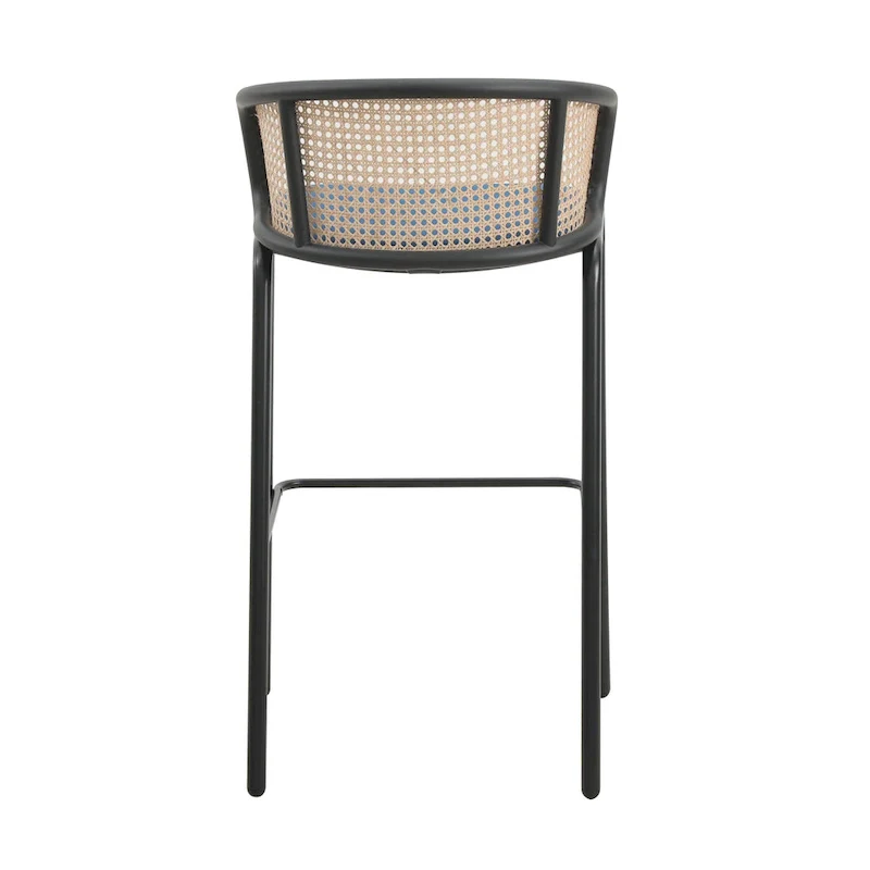LeisureMod Ervilla Bar Stool with Black Powder Coated Steel Frame Set of 2 - 37