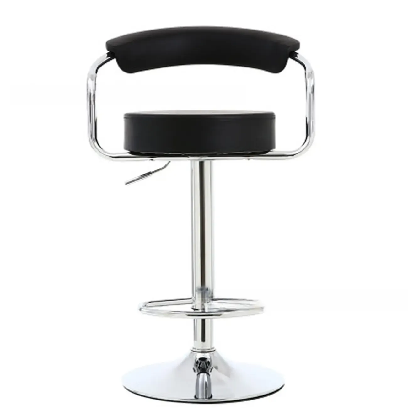 Modern Chrome Leather Ergonomic Adjustable Bar Stool