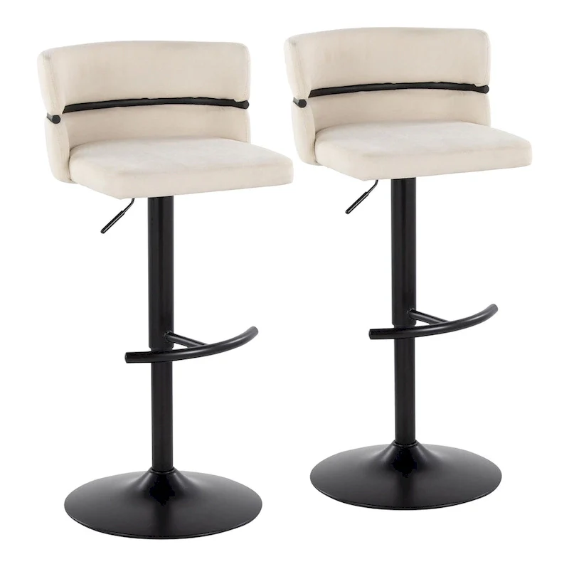Adjustable Bar Stools with Rounded T Footrest Set of 2