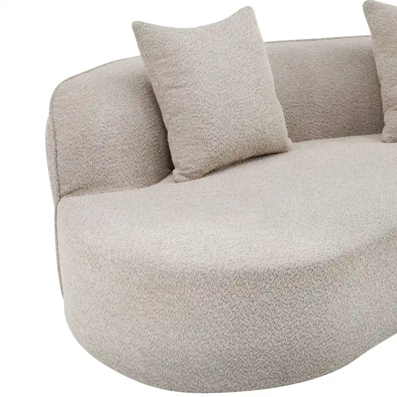 Beige Curved Sectional Sofa - 5 Seater