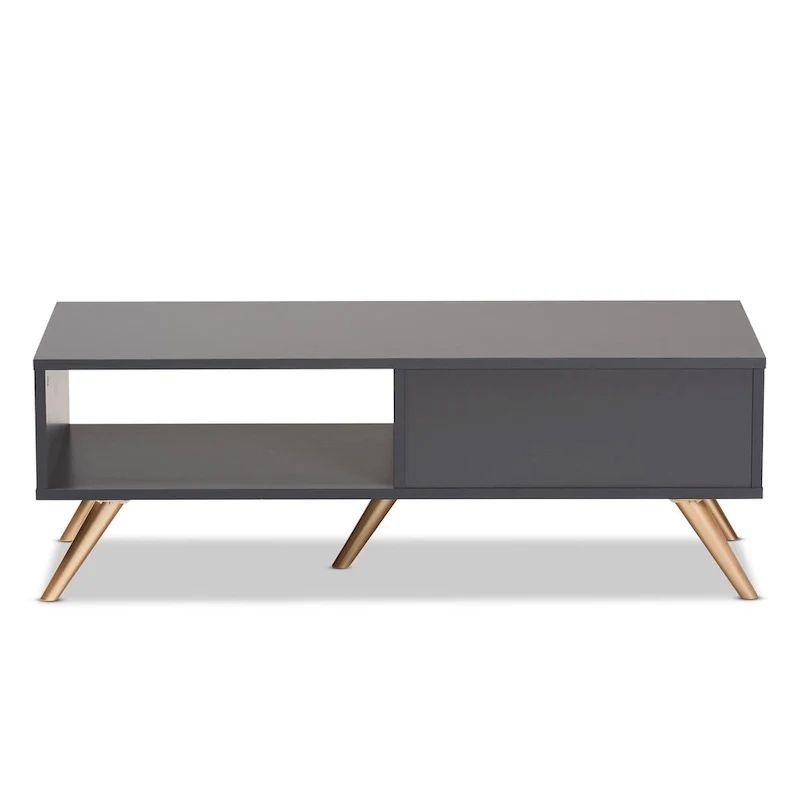 Kelson Modern Dark Grey and Gold Finished Wood Coffee Table