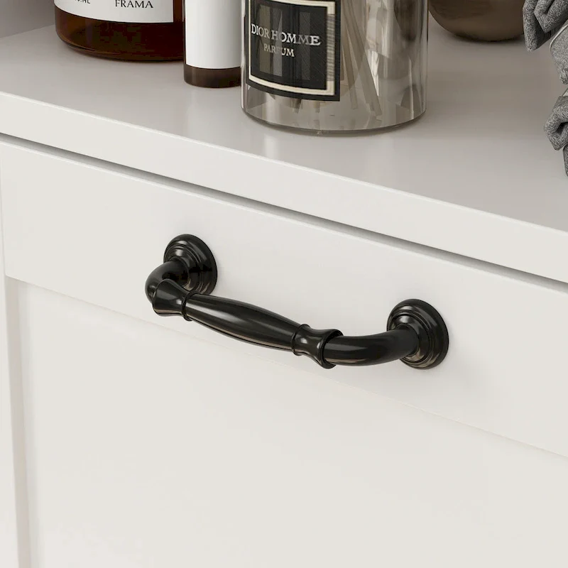 Sleek White Laundry Bathroom Cabinet with Unique Rotating Drawers